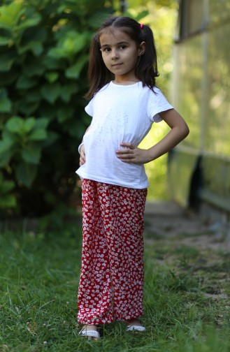 Pantalon Pour Enfant a Motifs 25079-02 Rouge 25079-02