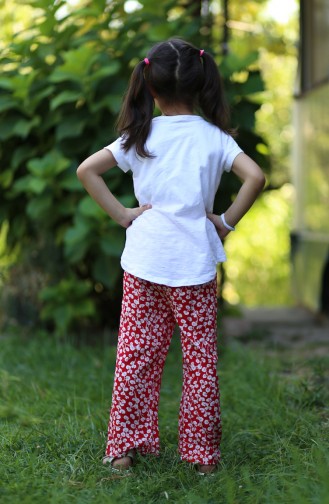 Pantalon Pour Enfant a Motifs 25079-02 Rouge 25079-02