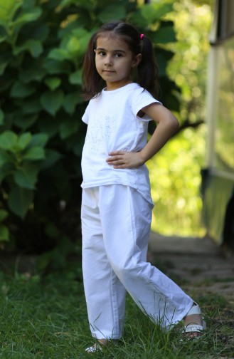 wide Leg Elasticized Children s Pants 25080-01 white 25080-01