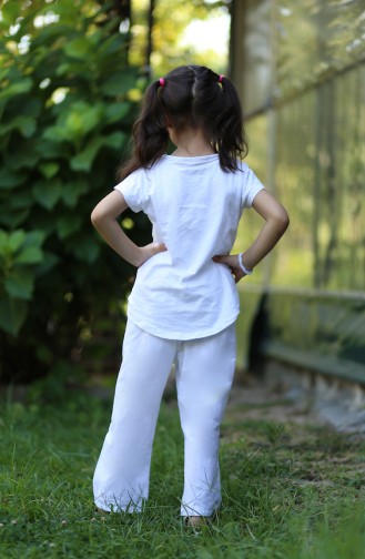 wide Leg Elasticized Children s Pants 25080-01 white 25080-01