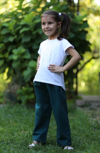 Flared Elastic Children s Pants 25080-02 Petrol 25080-02