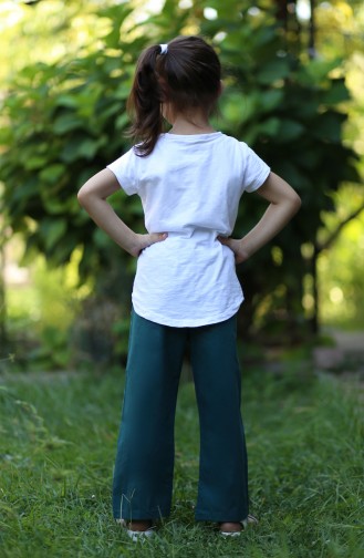 Flared Elastic Children s Pants 25080-02 Petrol 25080-02