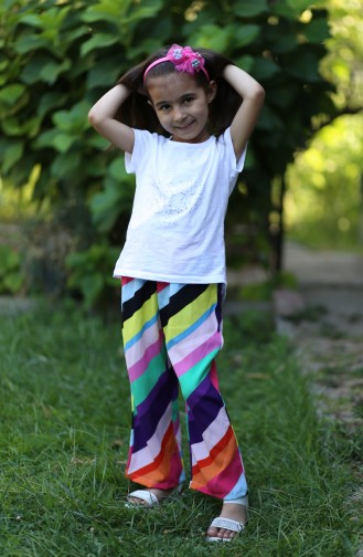 Maroken Kumaş Çocuk Pantolonu 25081-01 Renkli