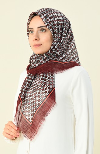 Patterned Cotton Scarf claret red 2367-11