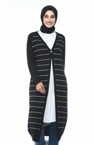 Long Gilet a Rayures 4161-04 Noir 4161-04