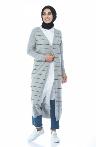 Long Gilet a Rayures 4161-06 Gris 4161-06