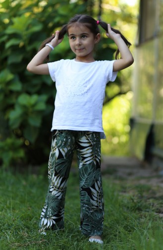 Pantalon Pour Enfant a Motifs 25079B-01 Vert 25079B-01 Yeşil