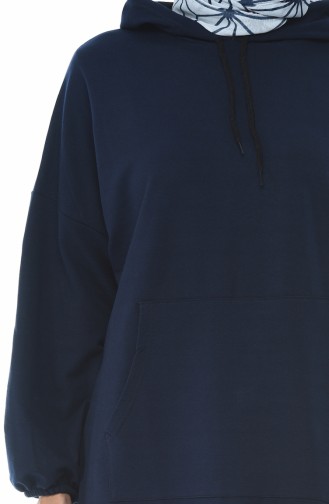Sweatshirt Long a Capuche 2197-03 Bleu Marine 2197-03
