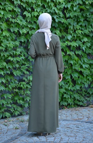 Khaki İslamitische Jurk 8018-02