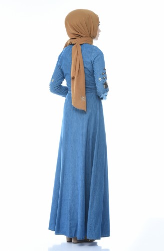 Jeansblau Hijab Kleider 9070-02