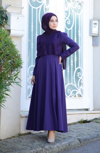 Purple Hijab Dress 9032-02