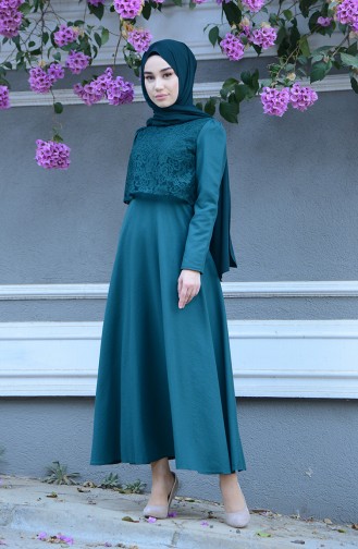 Smaragdgrün Hijab Kleider 9032-03