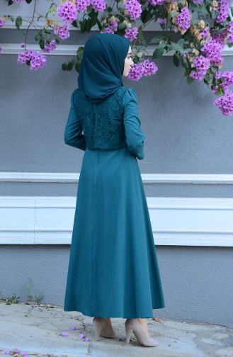 Emerald Green Hijab Dress 9032-03