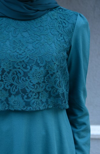 Smaragdgrün Hijab Kleider 9032-03
