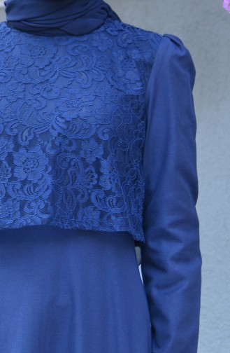 Navy Blue Hijab Dress 9032-04