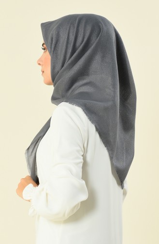 Düz Pamuksu Simli Eşarp 901538-08 Füme