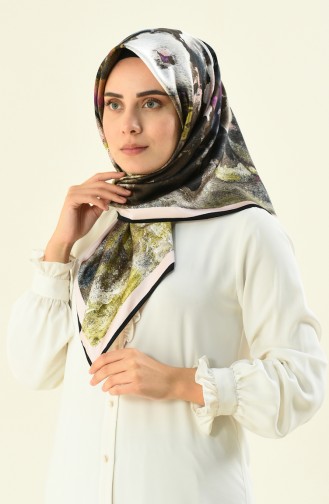 Karaca Desenli Rayon Eşarp 90591-08 Pudra Siyah 90591-08