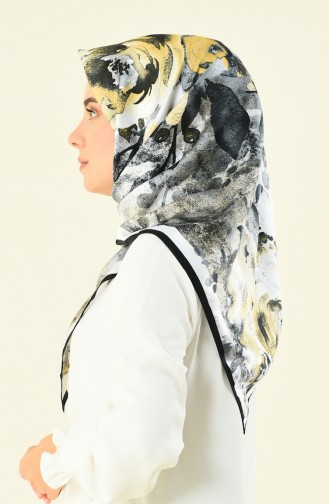 Karaca Patterned Rayon Scarf Black White 90591-10