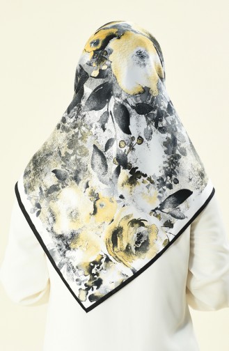 Karaca Patterned Rayon Scarf Black White 90591-10