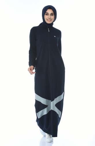 Abaya Sport a Rayures 9097-01 Bleu Marine 9097-01