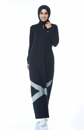 Abaya Sport a Rayures 9097-01 Bleu Marine 9097-01