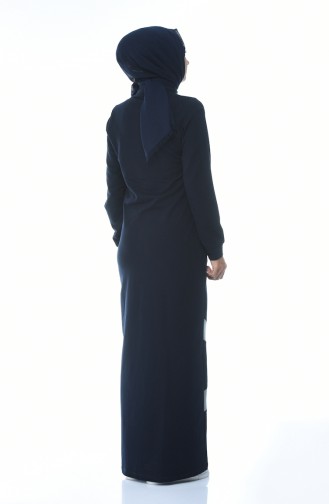 Abaya Sport a Rayures 9097-01 Bleu Marine 9097-01