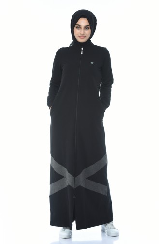 Abaya Sport a Rayures 9097-04 Noir 9097-04