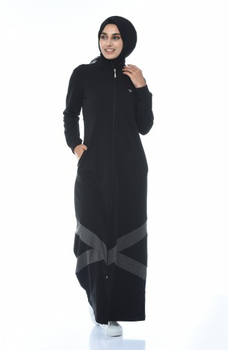 Abaya Sport a Rayures 9097-04 Noir 9097-04