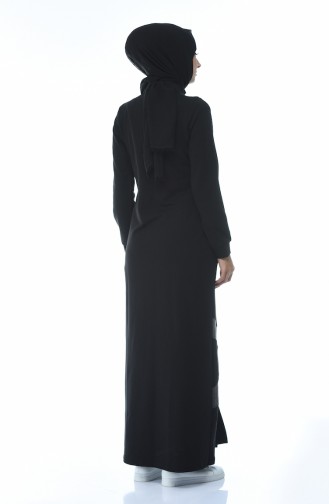 Abaya Sport a Rayures 9097-04 Noir 9097-04