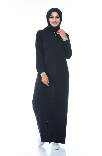 Zippered Sports Dress Navy Blue 9098-04