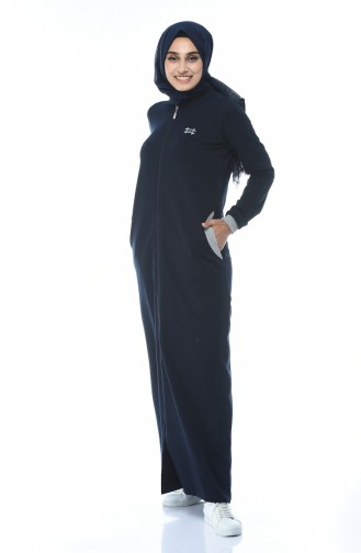 Zippered Sports Dress Navy Blue 9098-04