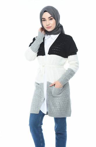 Gilet Tricot avec Poches 2186-02 Noir Gris 2186-02