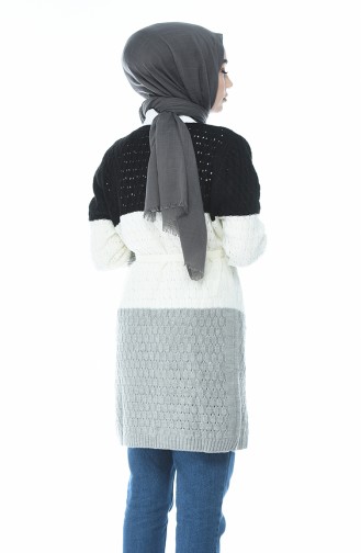 Gilet Tricot avec Poches 2186-02 Noir Gris 2186-02