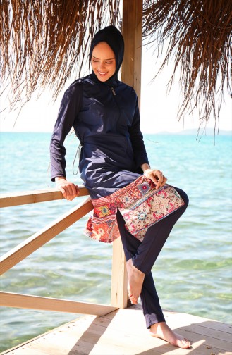 Hijab Badeanzug mit Reissverschluss 1982-03 Dunkelblau 1982-03