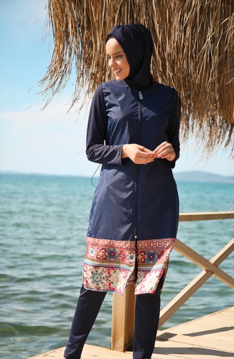 Hijab Badeanzug mit Reissverschluss 1982-03 Dunkelblau 1982-03