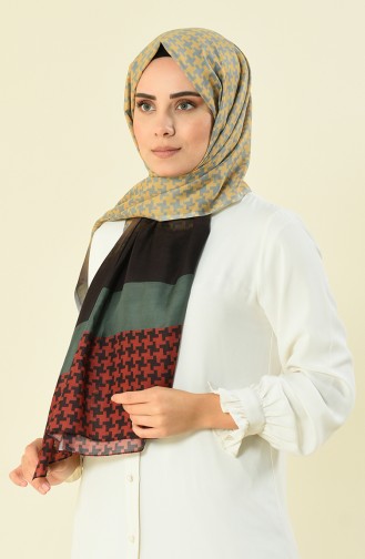 patterned cotton shawl Khaki 95298-04