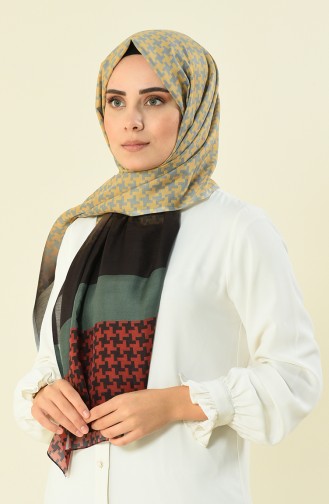 patterned cotton shawl Khaki 95298-04