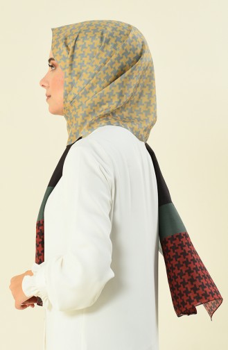 patterned cotton shawl Khaki 95298-04