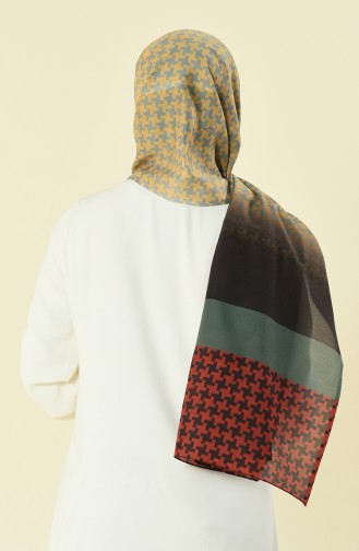 patterned cotton shawl Khaki 95298-04