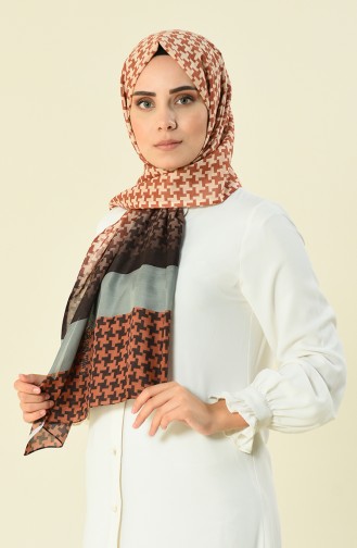 Patterned Cotton Shawl Tobacco color 95298-06