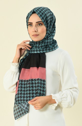 Patterned cotton shawl Dark Rose Dried 95298-09