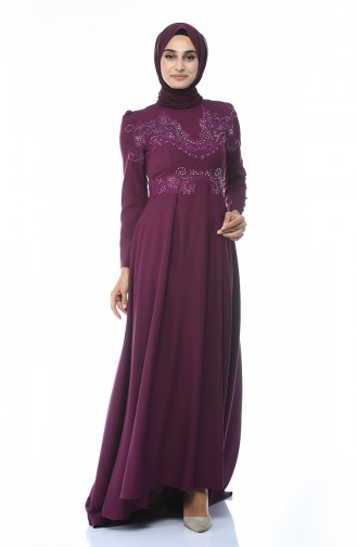 Robe de Soirée a Dentelle 9516-01 Plum 9516-01