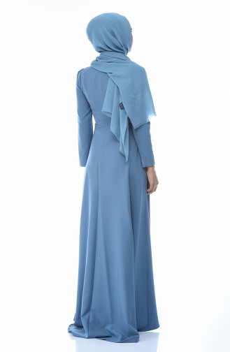 فساتين سهرة بتصميم اسلامي أزرق ثلجي 9516-04