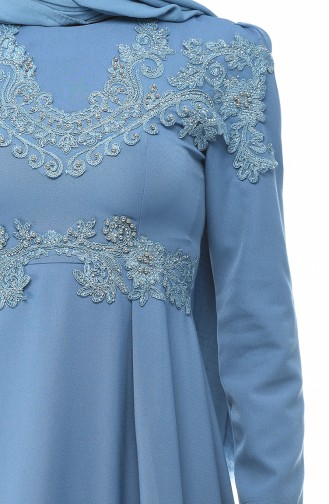 Ice Blue Hijab Evening Dress 9516-04