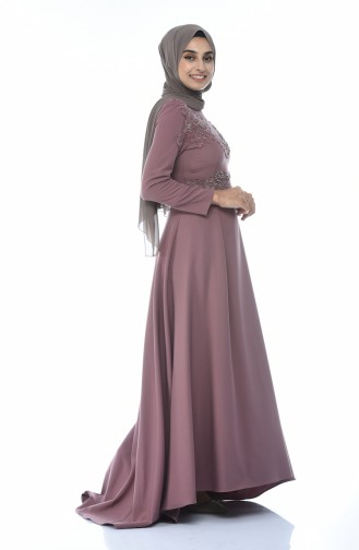 Dusty Rose Hijab Evening Dress 9516-05