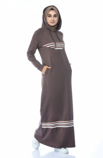 Hooded Sports Dress Brown 9086-01