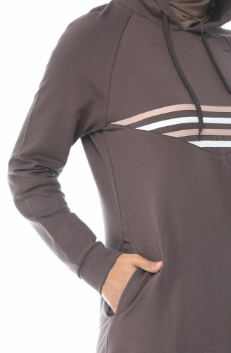 Kapüşonlu Spor Elbise 9086-01 Kahverengi