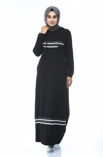 Kapüşonlu Spor Elbise 9086-04 Siyah