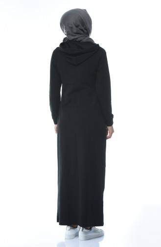 فستان رياضي بقبعة أسود 9086-04