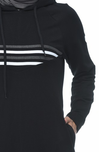 Hooded Sports Dress Black 9086-04